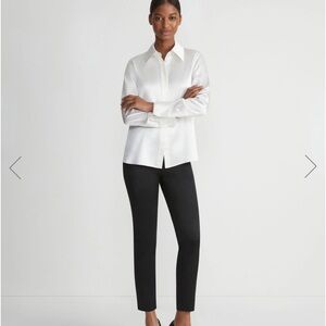 LAFAYETTE 148 Stanton Sateen Pants Black Slim Ankle Tailored Career Luxe Size 6